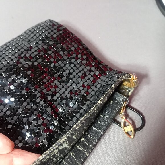 Vintage Black Beaded Evening Shoulder Bag Soft Mesh Classic Cocktail Purse - Picture 11 of 12